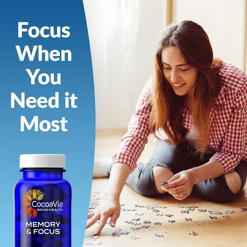 CocoaVia Memory & Focus Brain Supplement, 30 Day, Cocoa Flavanol Blend