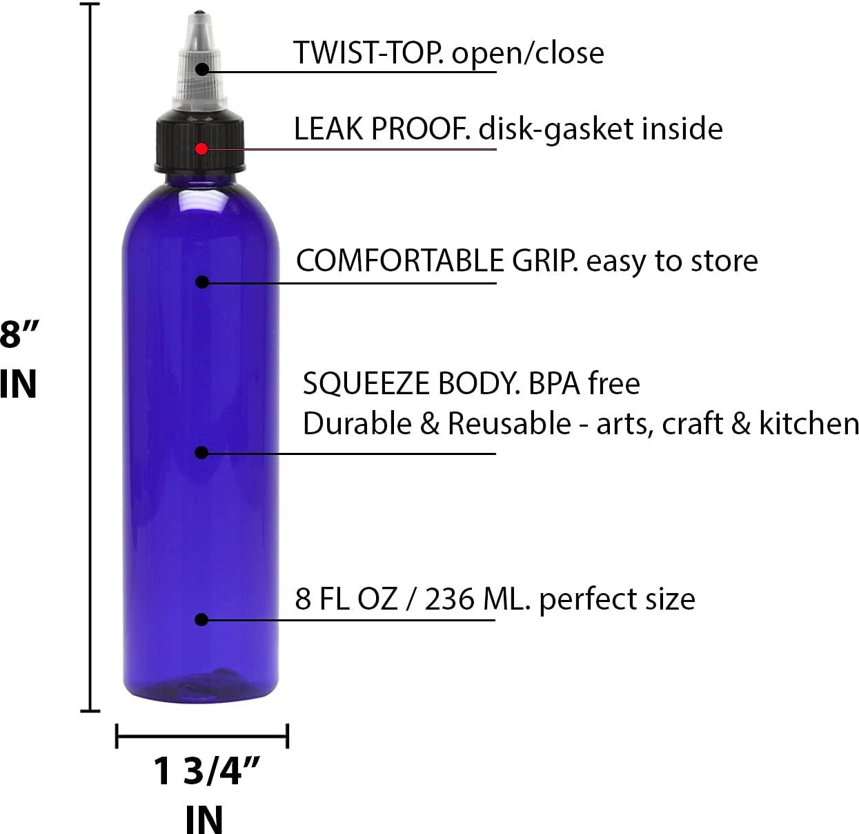 Twist Top Applicator Bottles 8 OZ Squeeze Empty Plastic Bottles Black