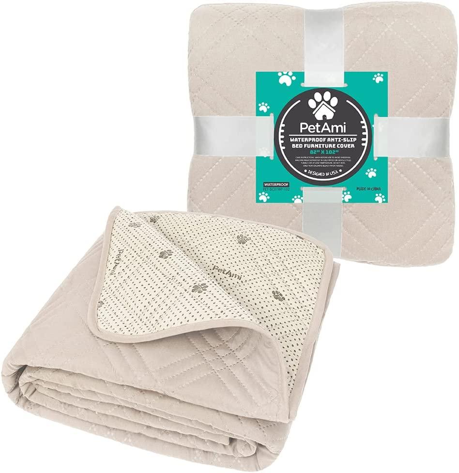 PetAmi Waterproof Dog Blanket for Bed Couch Sofa | Waterproof Dog Bed Cover for Large Dogs| Brown Sherpa Fleece Pet Blanket Furniture Protector | R Waterproof Classic Pet Blanket \u2013 PetAmi