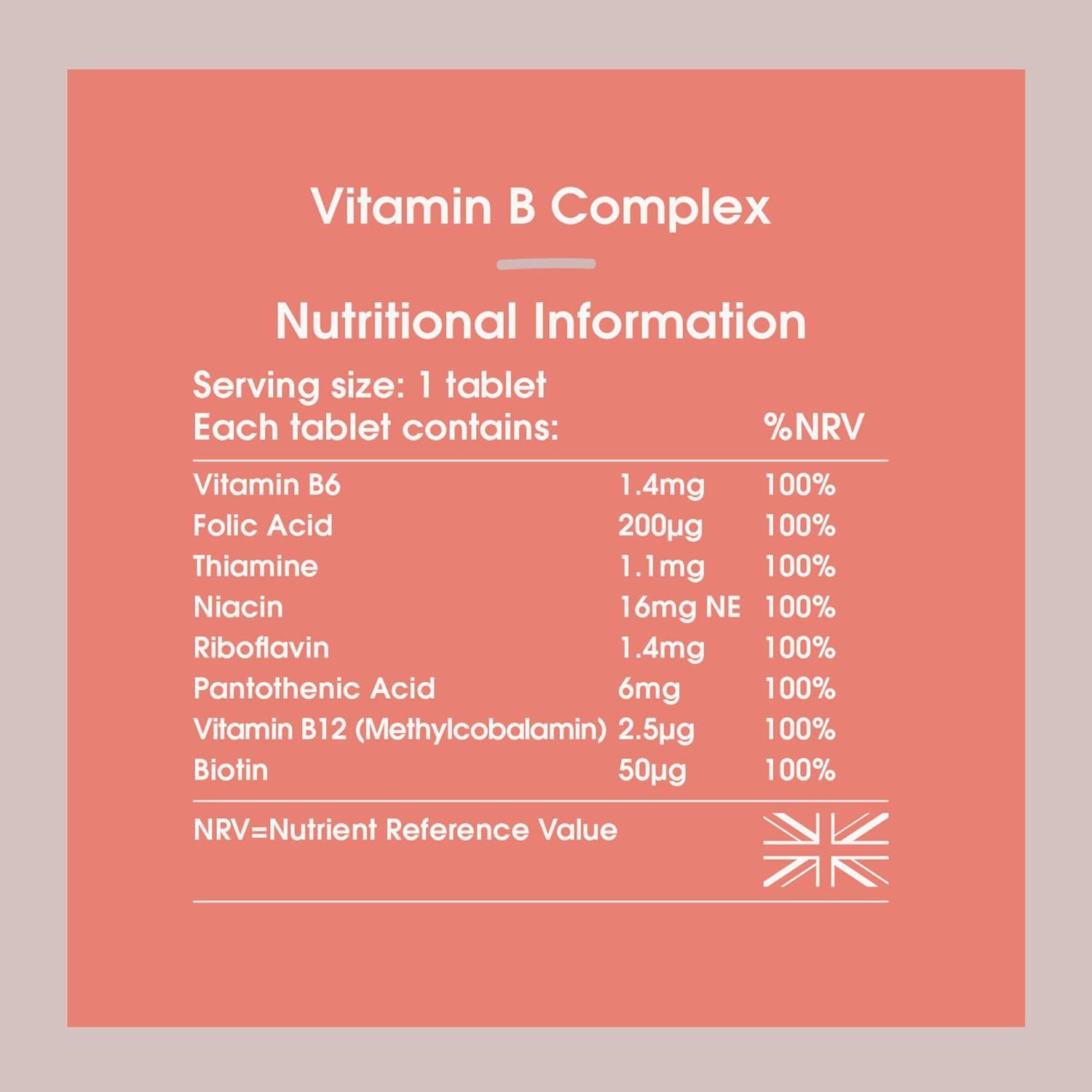 INNOPURE Vitamin B Complex Tablets (No Artificial Fillers) 100 NRV of