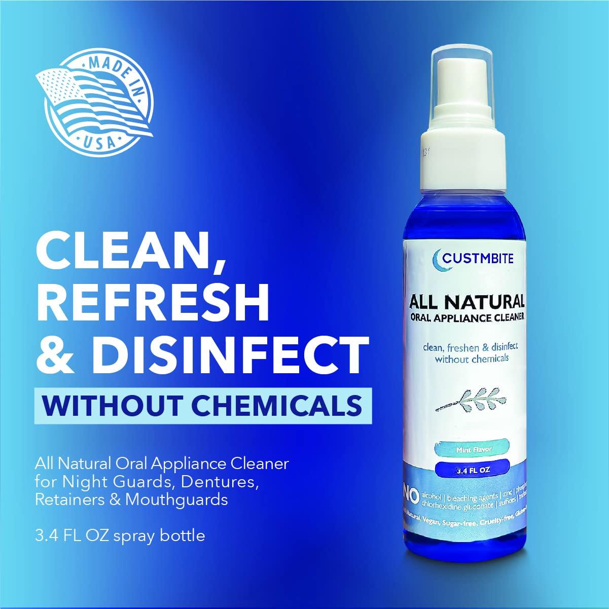 CUSTMBITE All Natural Dental Appliance Cleaner, Made in USA, Dentures