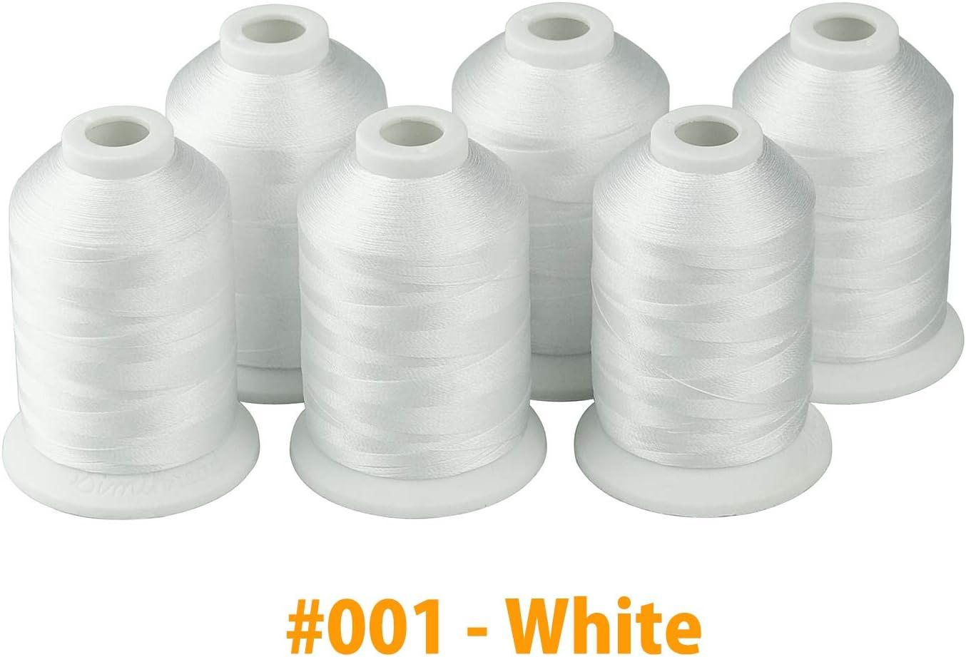 Simthread 6 Polyester White Machine Embroidery Threads 1000M(1100Yards) for  Brother, Babylock, Janome, Pfaff, Singer, Bernina and Other Home Machines  (White)