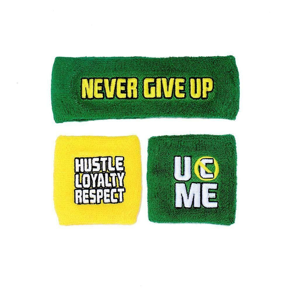 John Cena Earn The Day Green Yellow Headband Wristbands Set