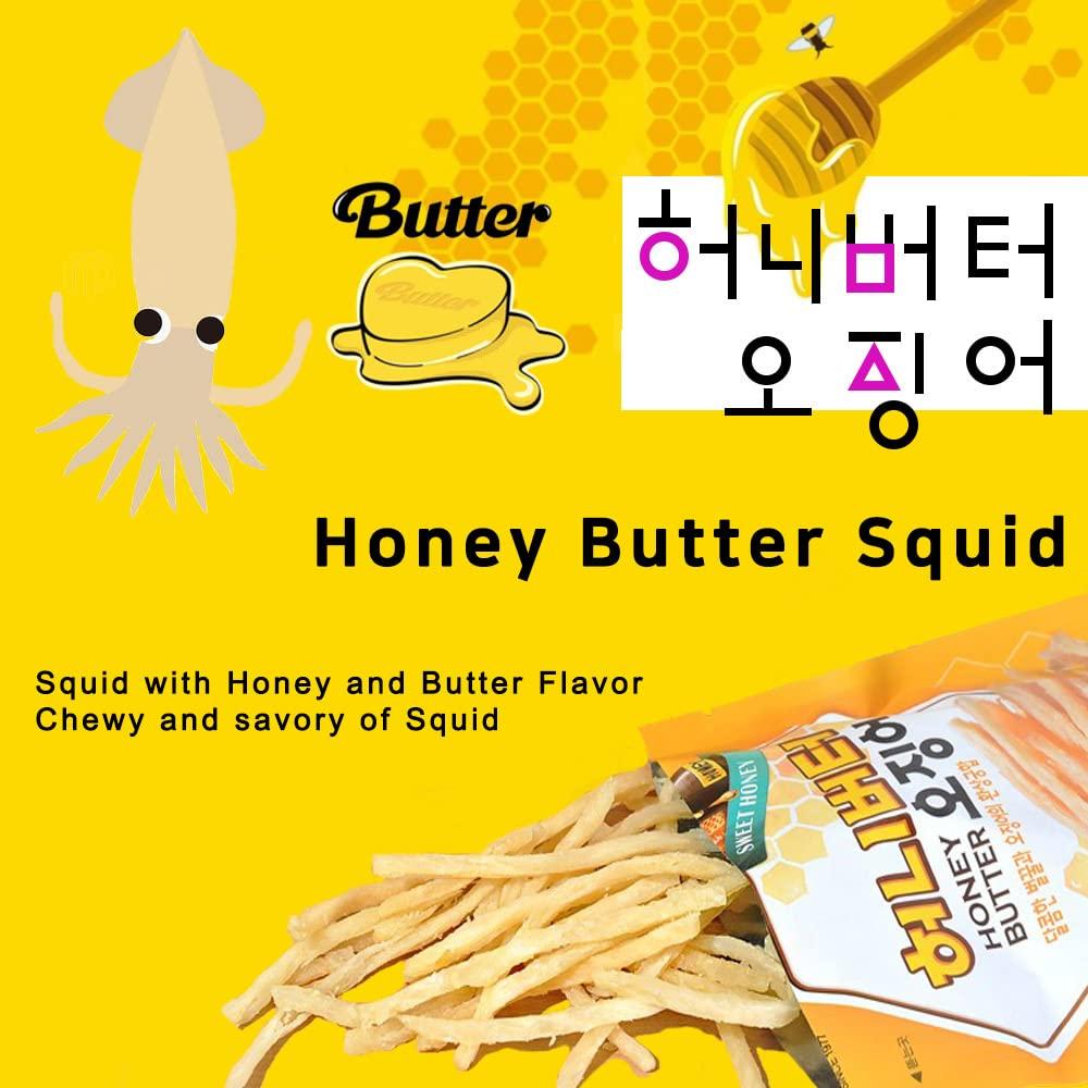 Korean Grilled Honey Butter Squid Flavorful Dry Squid Snack (5 Pack