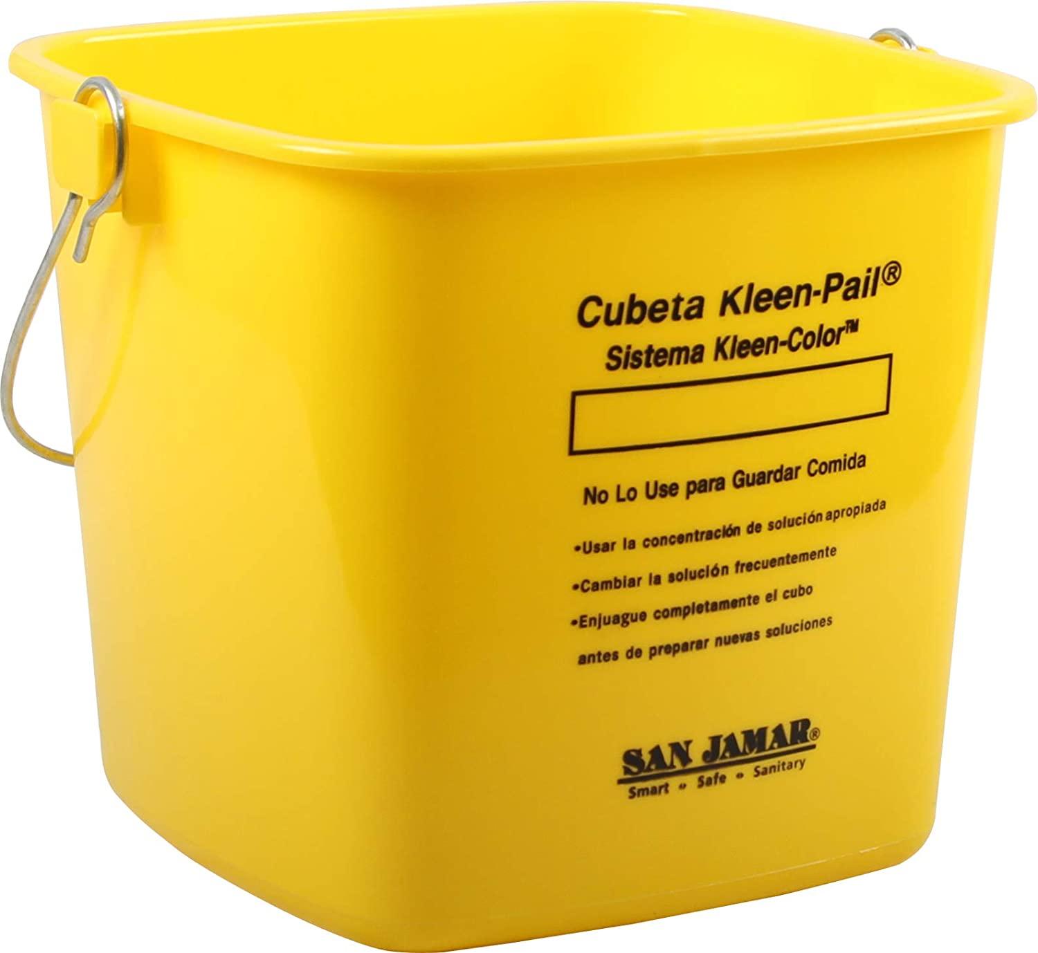 San Jamar KleenPail Plastic Cleaning Bucket 6 Quarts Yellow Cleaning