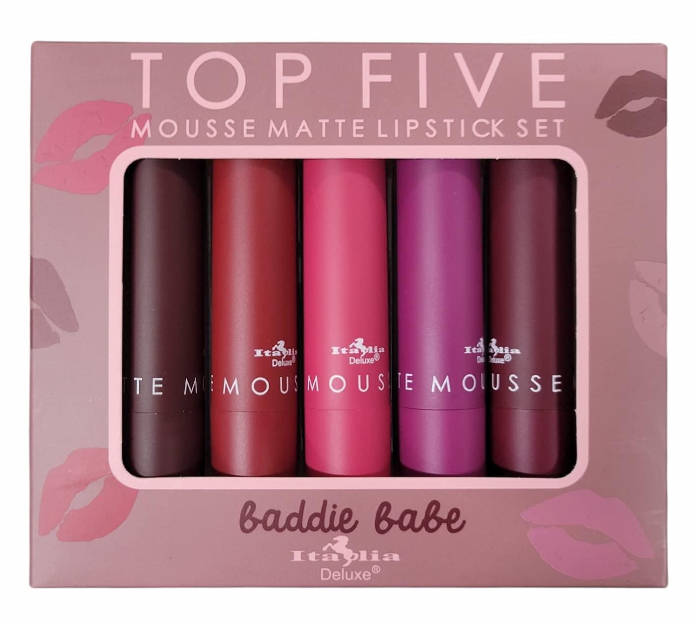 Italia Deluxe Top Five Mousse Matte Lipstick Set (Baddie Babe)