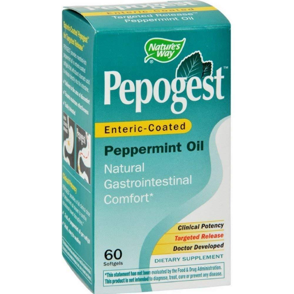 Nature's Way Pepogest Peppermint Oil 60 Softgels. Pack of 4