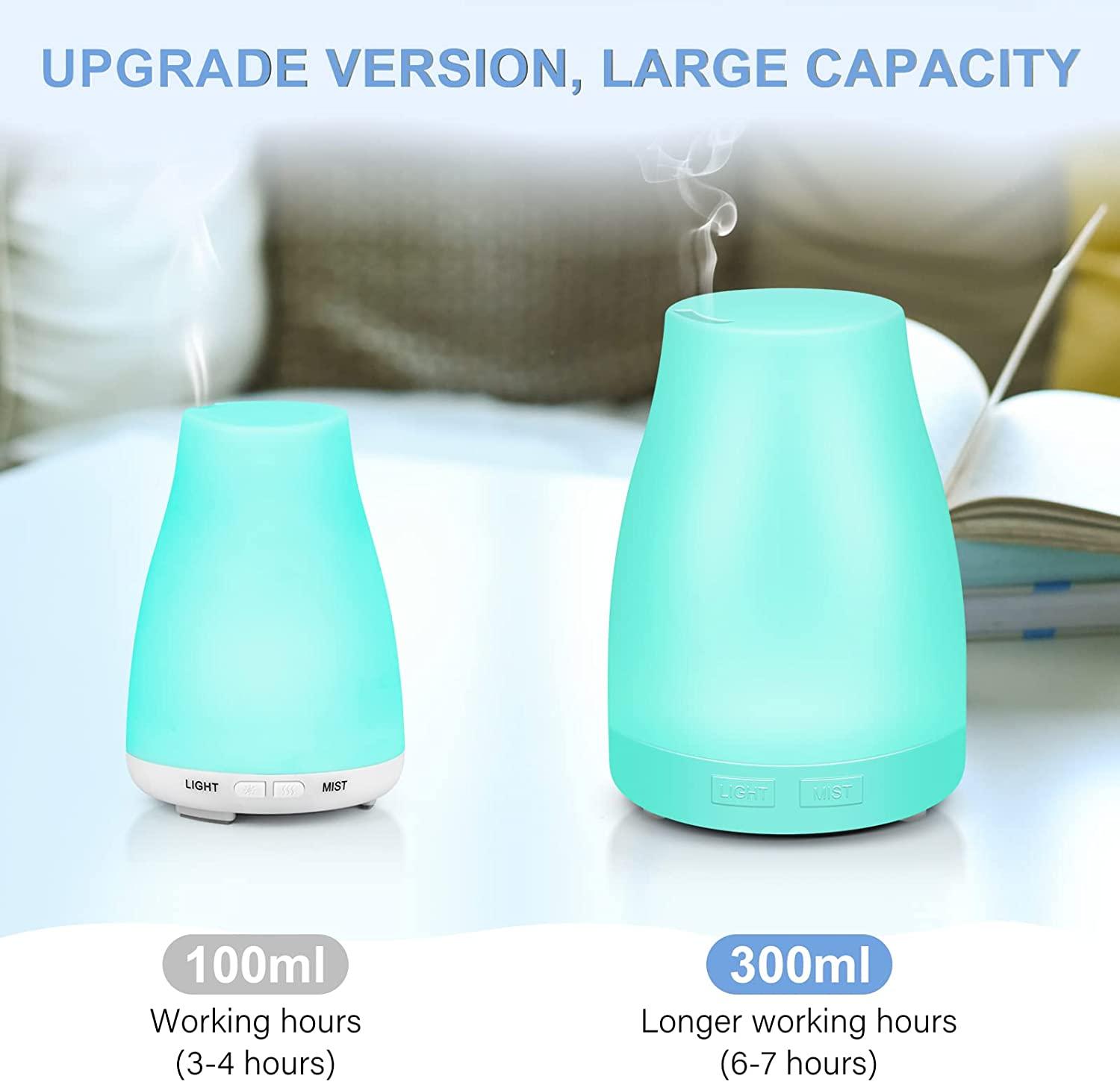 Diffuser, Homeweeks 300ml Colorful Essential Oil Diffuser with