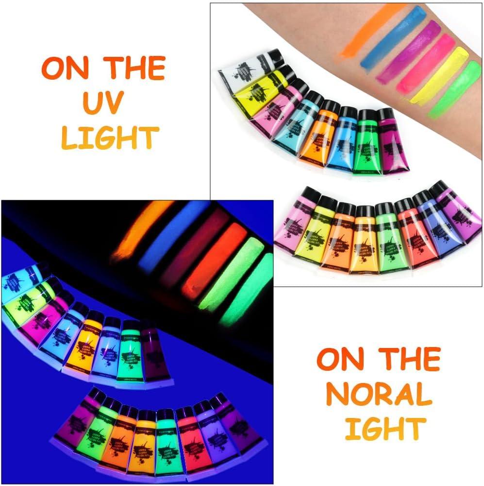 AOOWU Ultraviolet Glow Face Body Paint Set 16 Colors UV Blacklight Neon