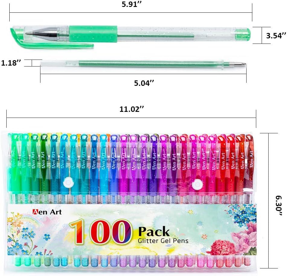 Aen Art - 0.1 mm 100 Neon Glitter Gel Pens 
