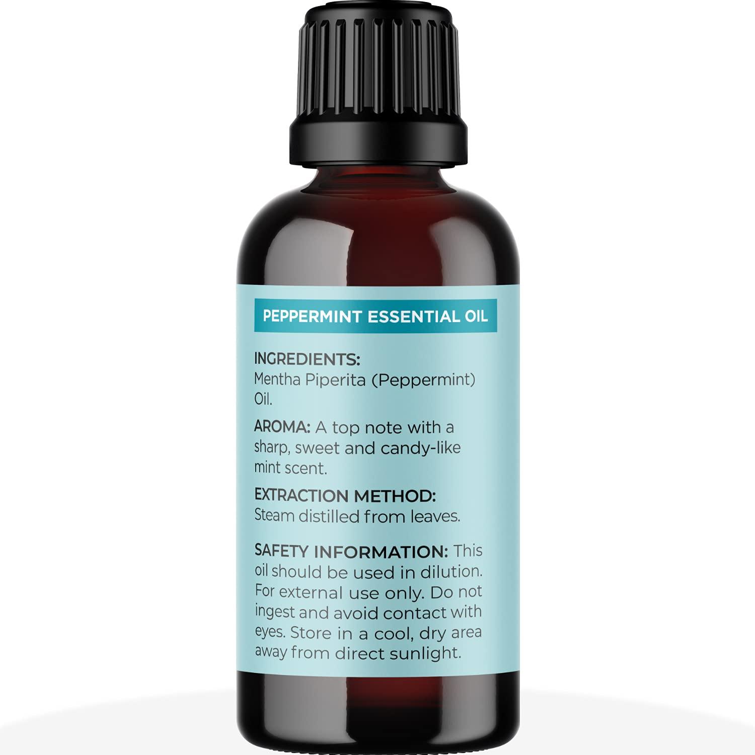 Peppermint Essential Oil for Diffuser Aromatherapy - 100% Pure Peppermint  Oil for Hair Skin and Nails Plus Undiluted Refreshing Aromatherapy  Essential Oil for Diffusers Baths and Topical Uses 1oz