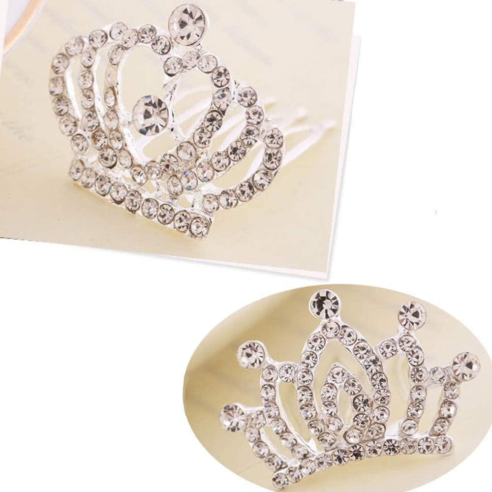 Minkissy 4pcs Crown Comb Hair Clips Medium Girl Hair Clips Combs For Kids Cute Tiaras Small Rhinestone Tiara Mini Rhinestone Mini Tiara Crowns For Little Girls Kids Party Headdress Silver | Best - View #8