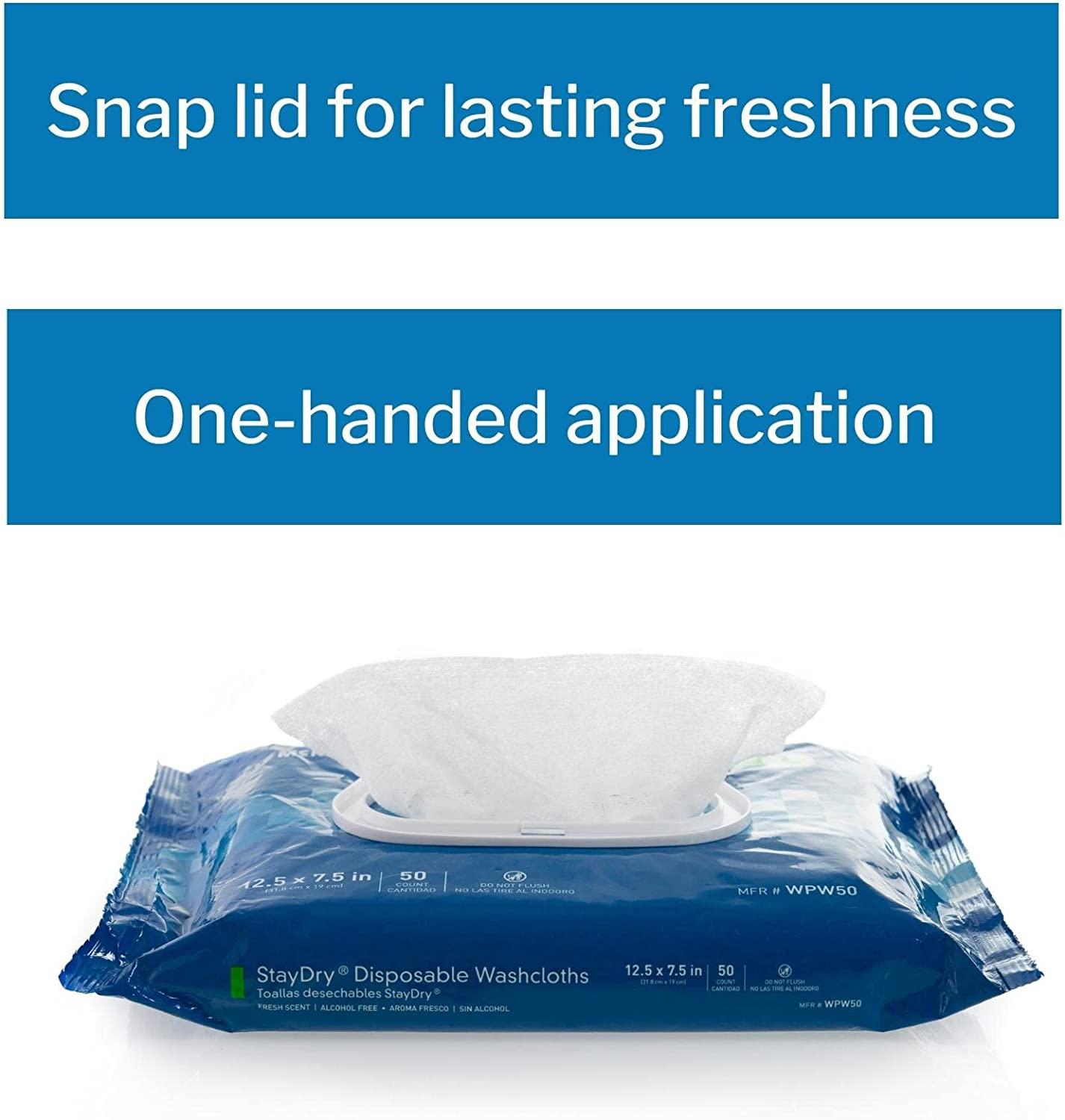 McKesson StayDry Disposable Wipes or Washcloths for Adults with Aloe