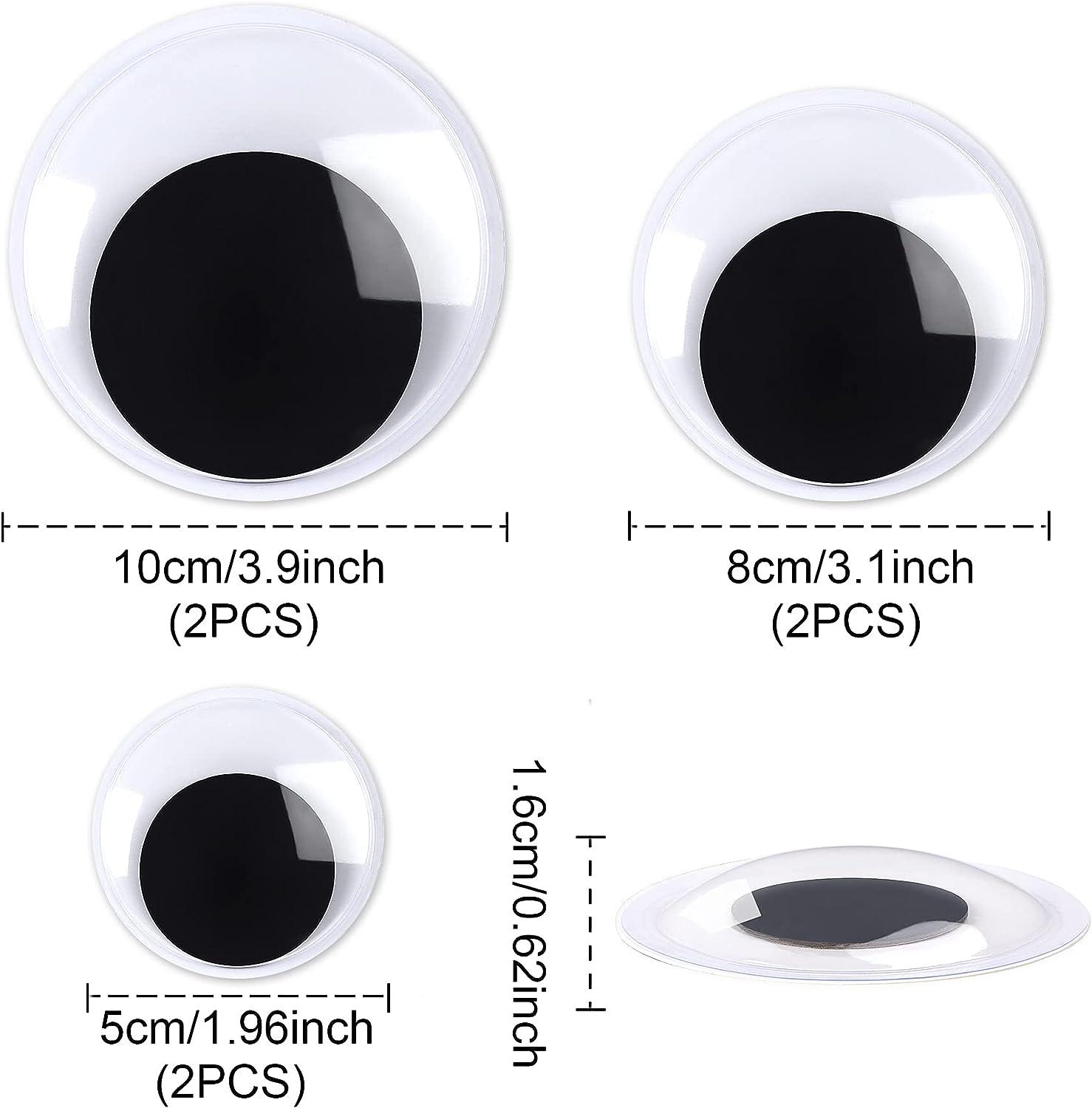 6 Pieces Googly Google Eyes Self Adhesive Googlie Craft Wiggle Eyes (2  Inches 3 Inches 4 Inches) Black and White 2 Inches,3 Inches,4 Inches