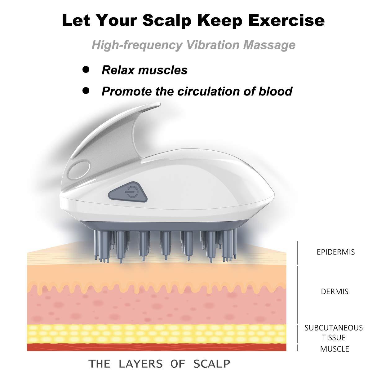Electric Scalp Massager Comb & Hair Shampoo Brush - 3 Vibration Modes,  Silicone Bristles, White | Buy Now with Express International Delivery |  GoSupps.com