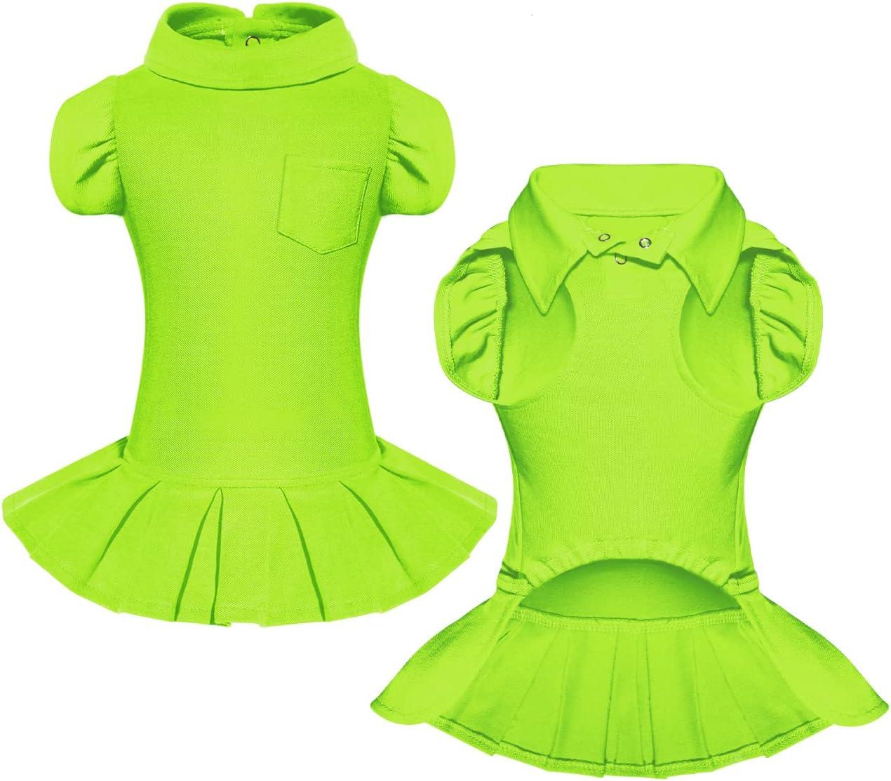 Adorable Dog Sports Dress - Red Cotton Sundress For Small Medium Dogs With Pleated Hem