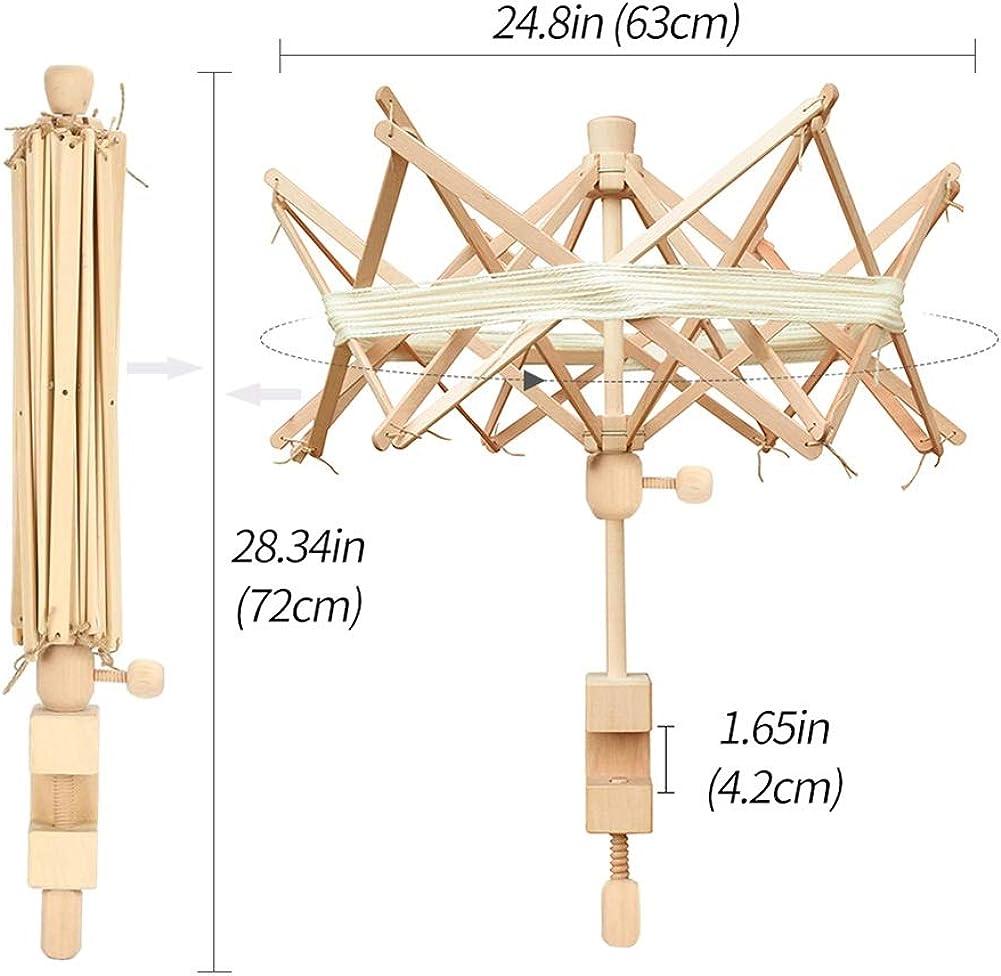 Wooden Umbrella Swift Yarn Winder, Table Top Yarn