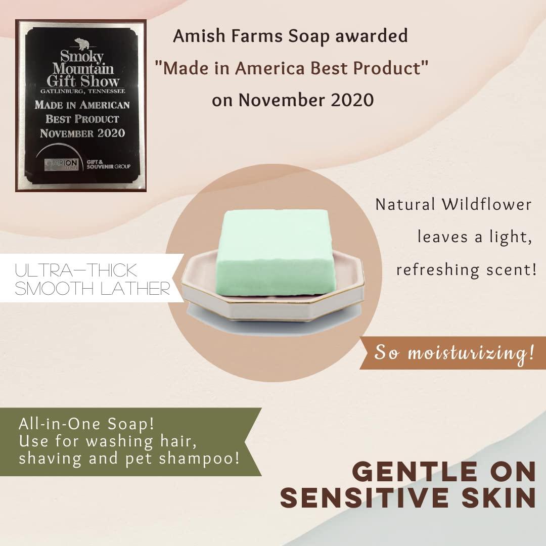 Amish Farms Natural Bar Soap Huge 5 Bars Made in USA, Hand-Cut, Cold