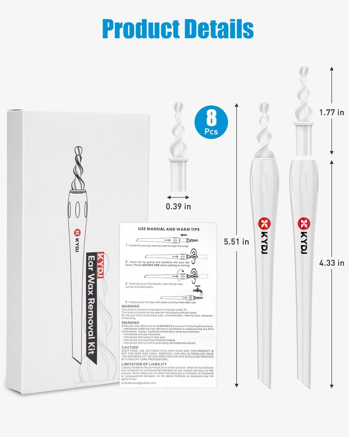 2023 New Safe & Effective Ear Wax Removal Kit 360 Spiral Q Grip Tool with 8 Tips Soft