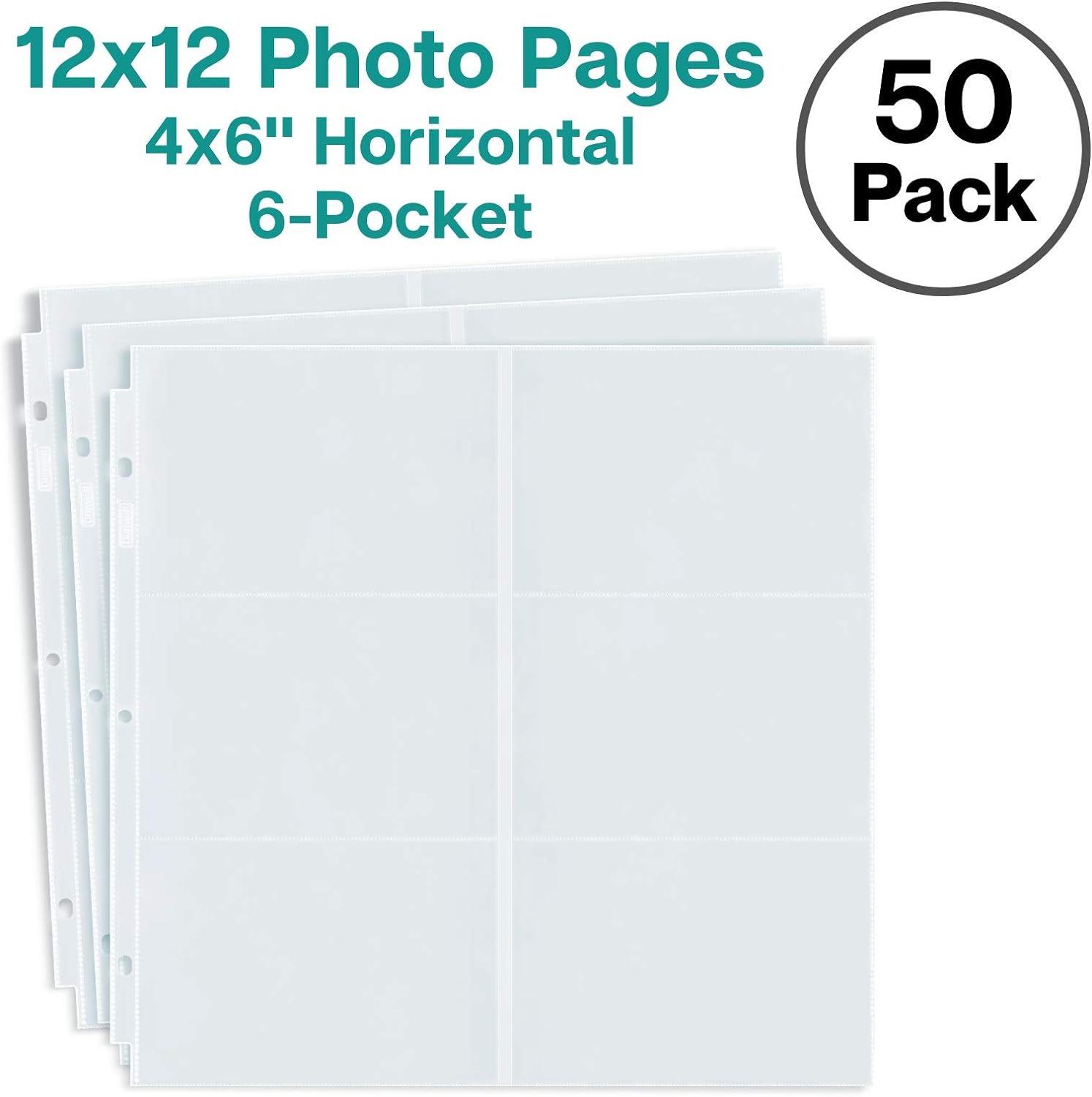 Dunwell 12x12 Photo Album Refill Pages 4x6 Landscape, 50 Pack