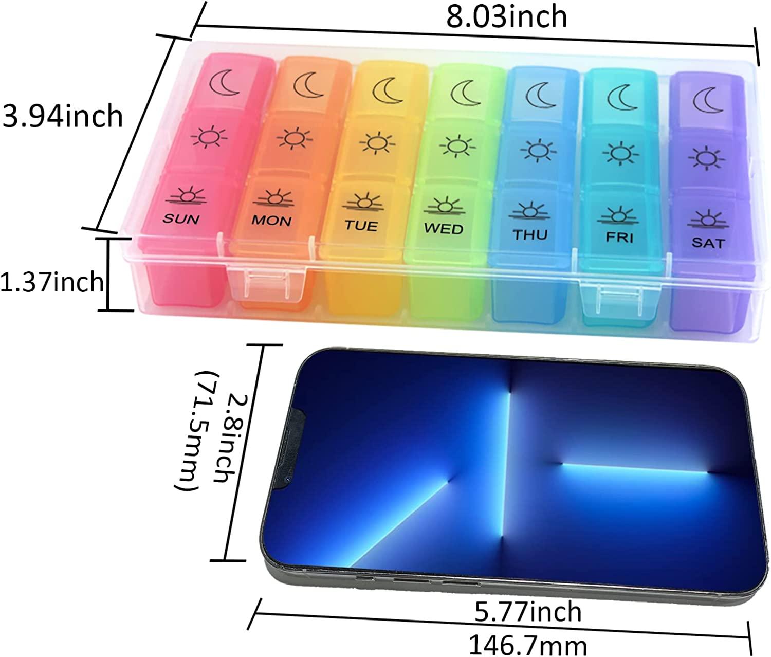 TravelFriendly Weekly Pill Organizer 3 Times a Day Large Compartments Sturdy Design 7