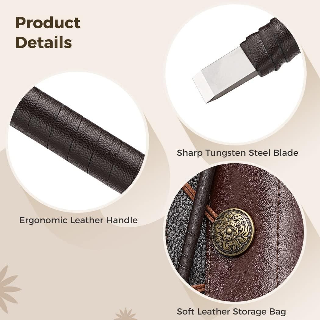 Homaisson Stone Carving Tool Set of 8 Tungsten Steel Carving Chisels Carving Kit for Alabaster