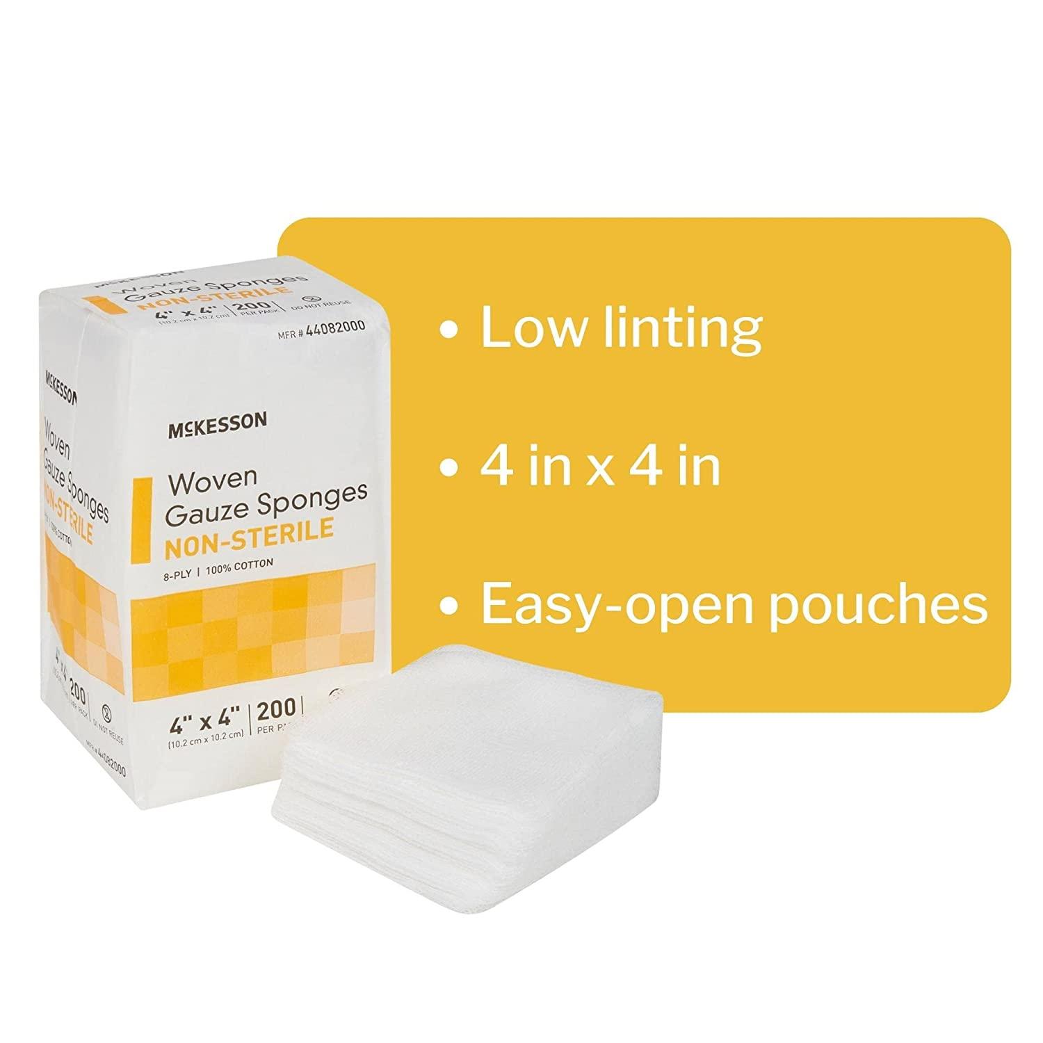 McKesson Woven Gauze Sponges, NonSterile, 8Ply, 100 Cotton, 4 in x 4