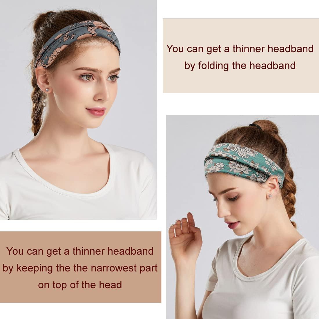 YONUF Boho Headbands For Women Fashion Wide Headband Yoga Workout