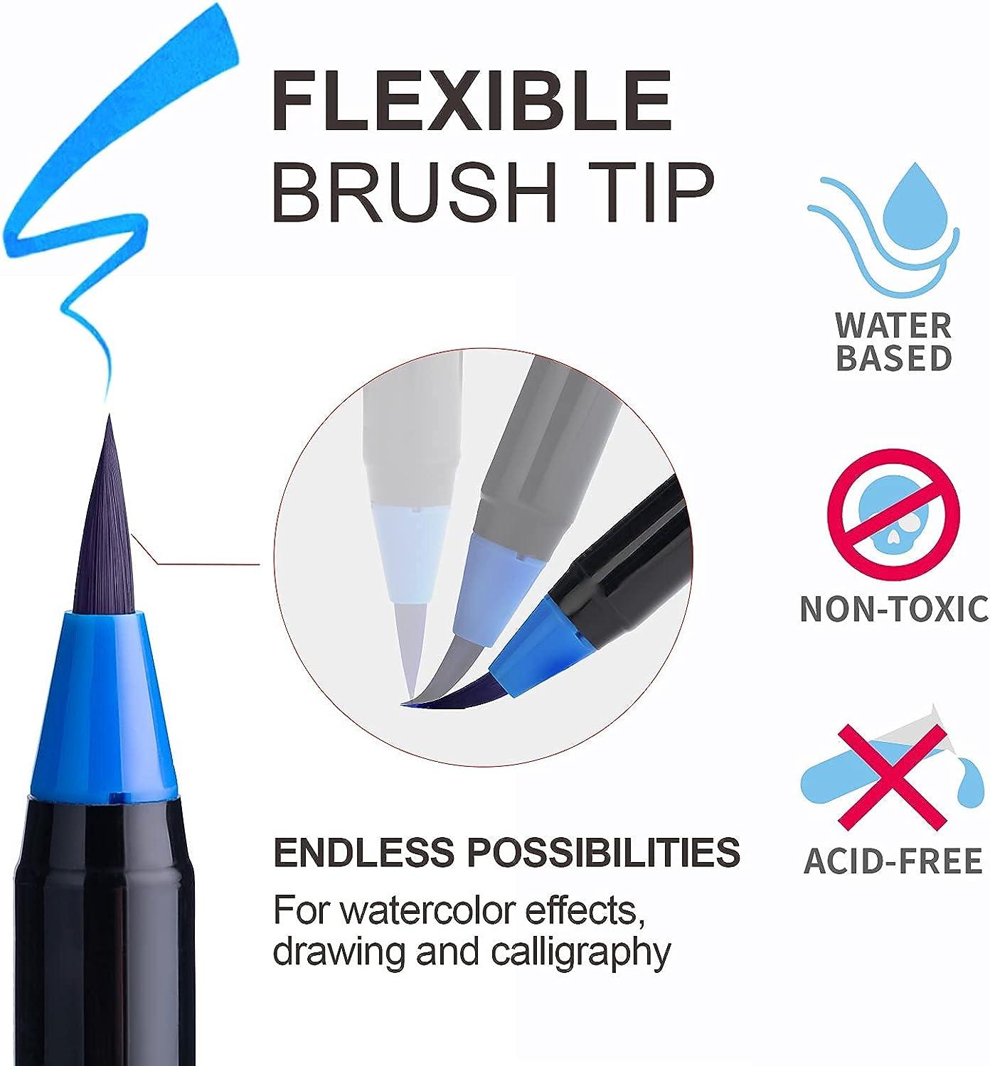 Net Focus Media Watercolor Brush Pens – Includes 24 Colorful