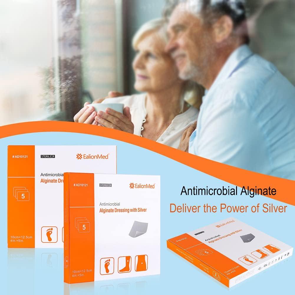 Silver Calcium Alginate Wound Dressing Pad 4x5 High Absorbency Non