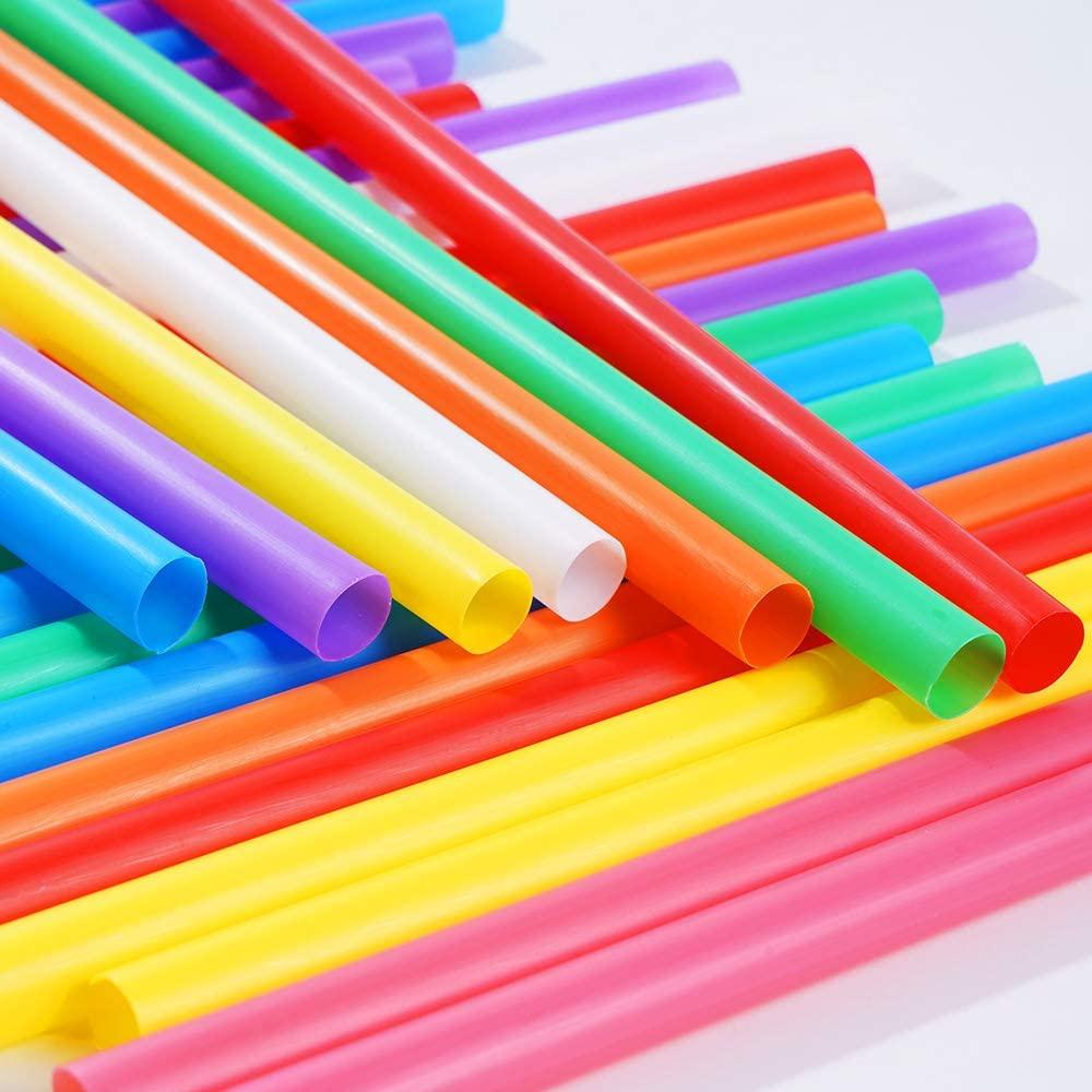 200 PCS Jumbo Smoothie Straws, Colorful Disposable Plastic Large Wide