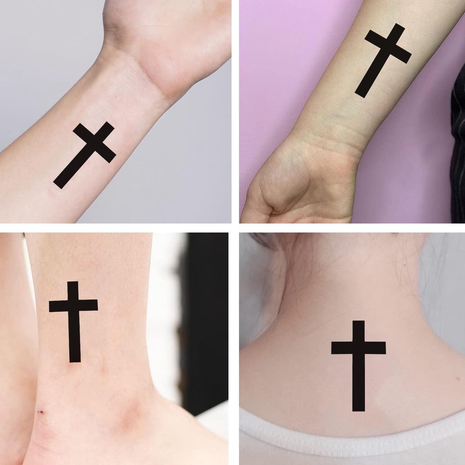 Tiny Minimalist Cross Temporary Tattoo - Set of 3 – Little Tattoos