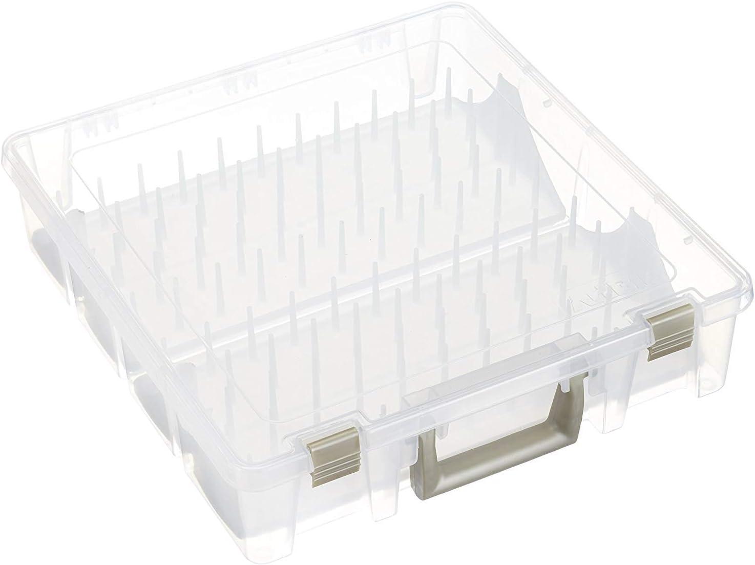 ArtBin 9002AB Super Satchel Thread Box Portable Craft & Sewing Organizer  with Thread Tray 1 Plastic Storage Case Clear