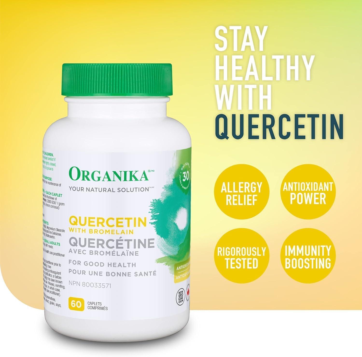 Organika Quercetin with Bromelain- High Availability Immune System Support  Allergy and Inflammation Support- 60tabs & L-