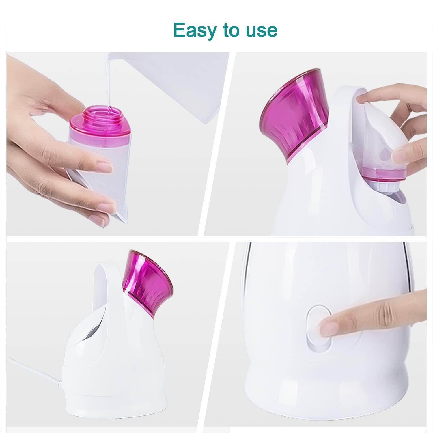 Nano Ionic Facial Steamer - Pink | Hydrating Hot Mist for Deep