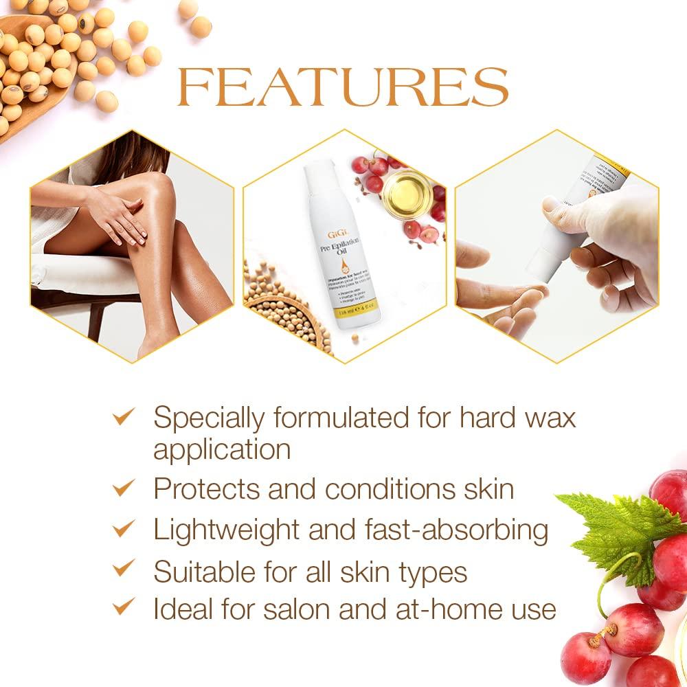 GiGi Pre Epilation Oil with Soybean and Grape Seed Oils 4 fl oz 4 Fl Oz