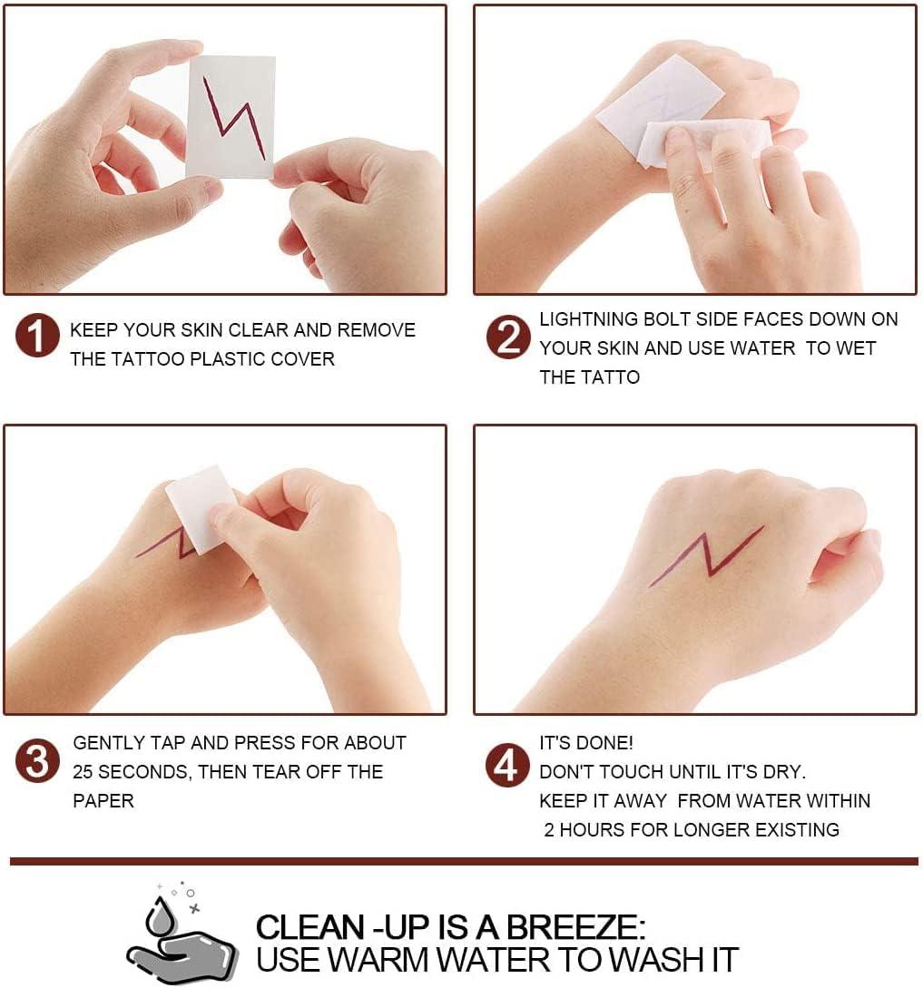 Wizard Lightning Bolt Scar Temporary Tattoos Set of 24 for Halloween