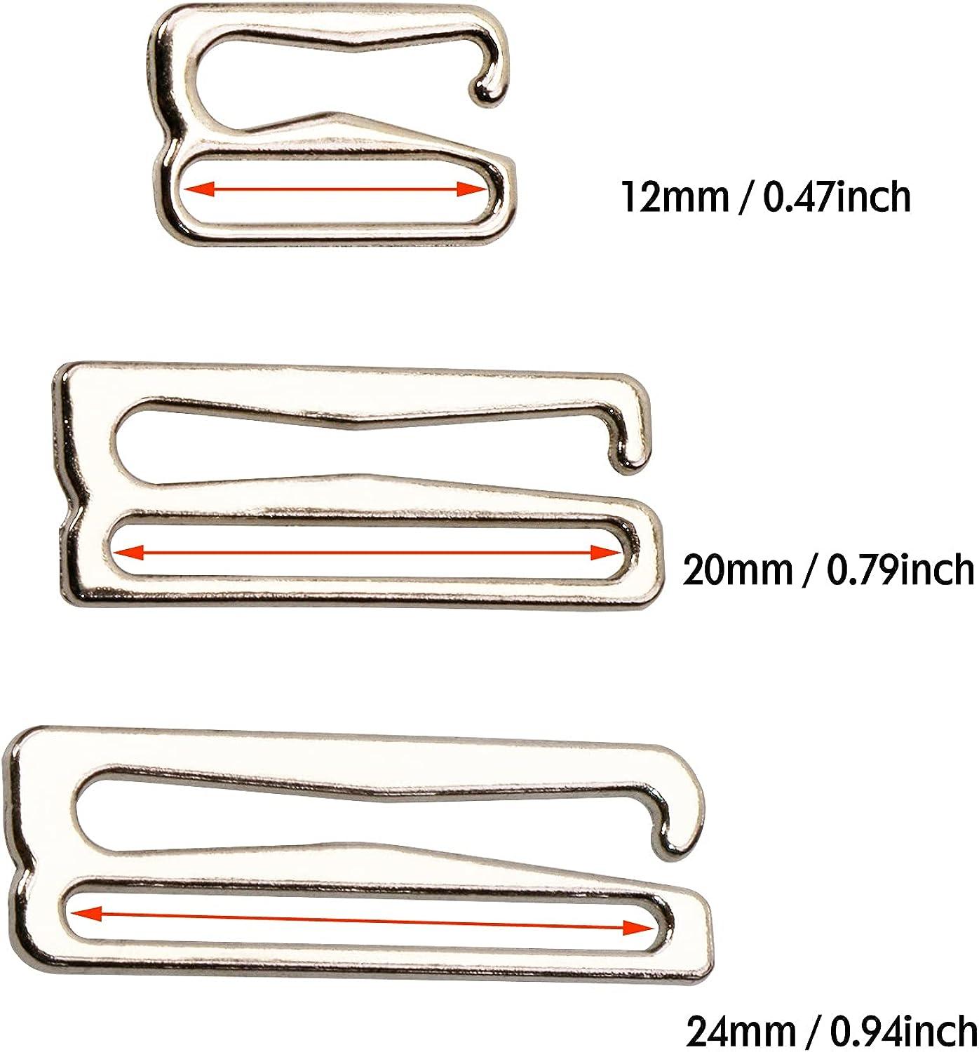 Tupalizy Metal Bra Strap Hooks for Sewing Bikini Halter Tops Bathing Suit  Clips Lingerie Swimsuit Adjustment Slides, 60PCS Silver 12mm, 20mm, 24mm