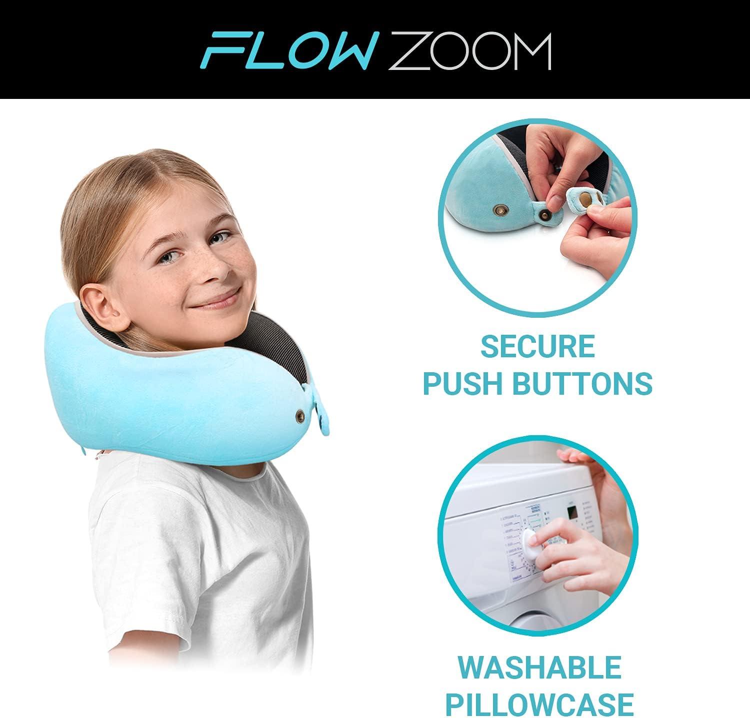 FLOWZOOM Kids Travel Pillow Memory Foam Neck Pillow for Car