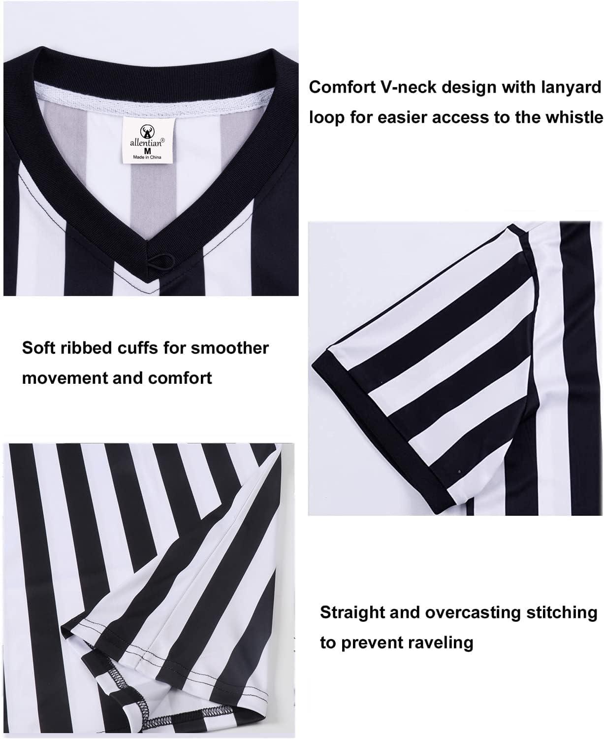 allentian Men's Referee Shirt Official Black & White Stripe Referee/Umpire Jersey ProStyle V