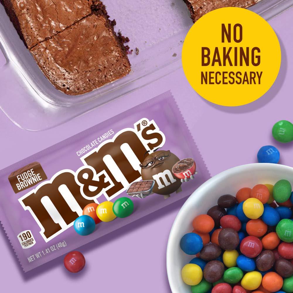 M&M'S Fudge Brownie Singles Size Chocolate Candy, 1.41 oz. 24Count Box