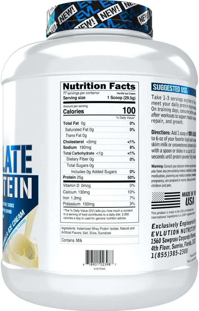 Evlution Nutrition 100 Whey Isolate Protein Powder 25g Fast