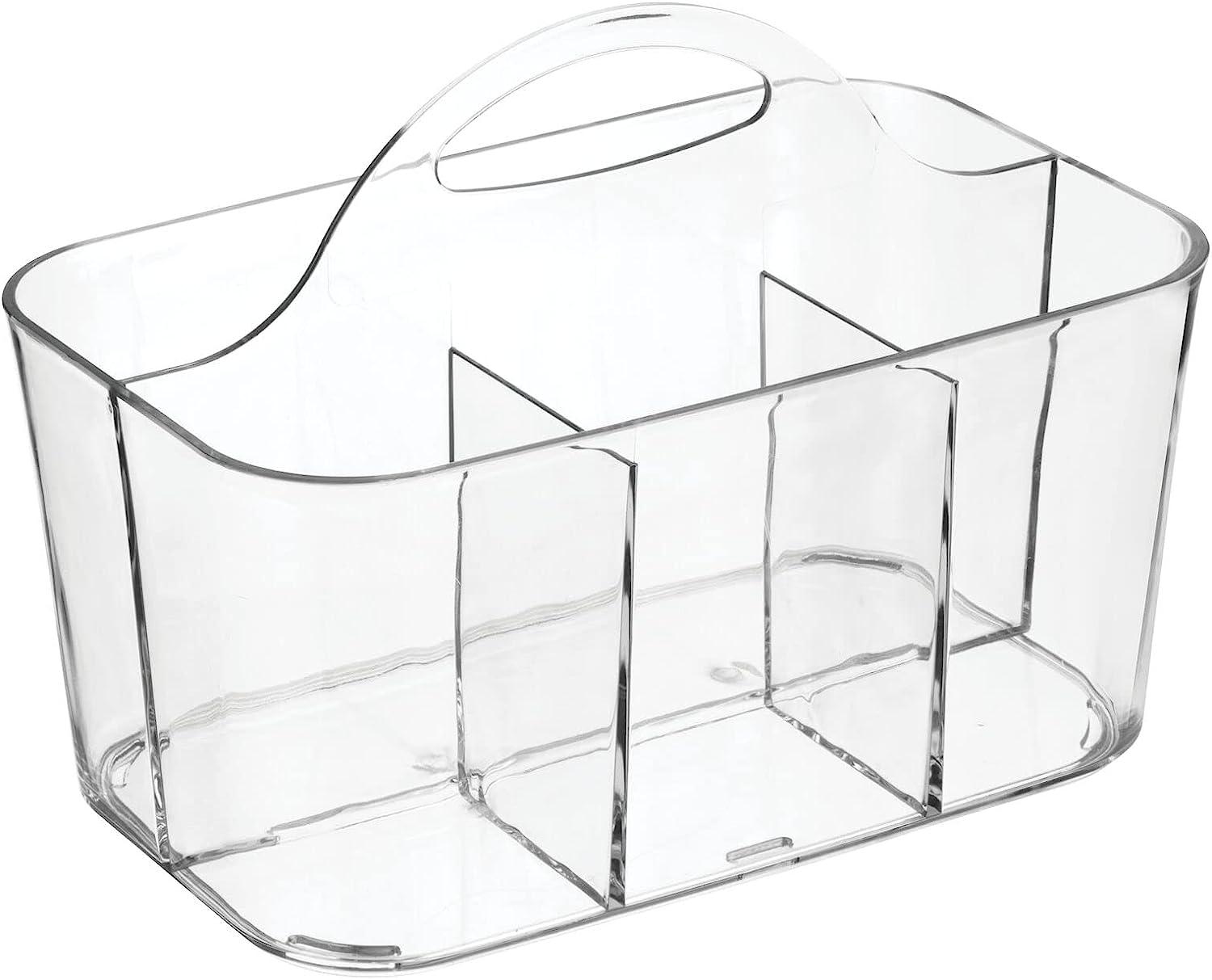 mDesign Plastic Shower Caddy Storage Organizer Basket, Handle, 2 Pack,  White