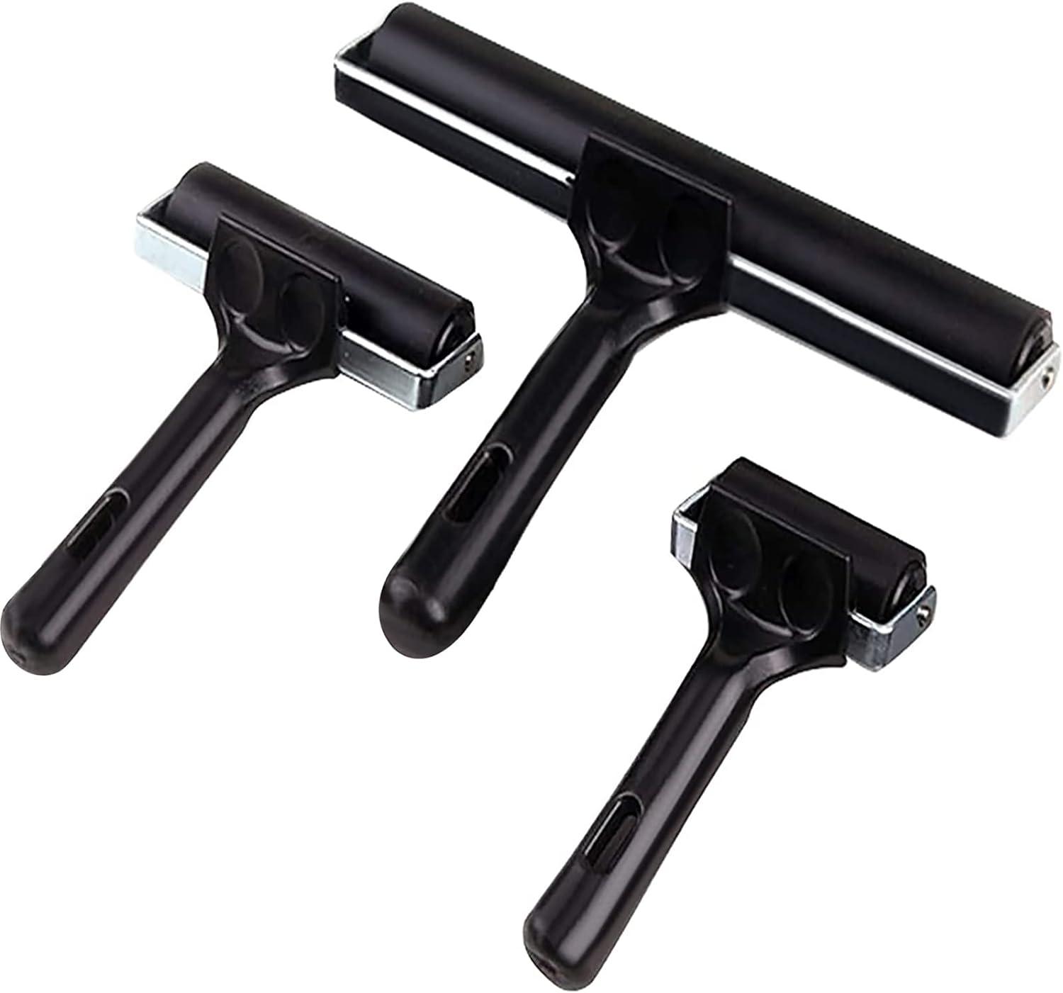 3 Pack Brayer Rollers for Crafting Vinyl Rubber Roller Brayers Printmaking Brayer  Rollers for Cricut Maker Gluing Printing Inking and Stamping(Black) Balck