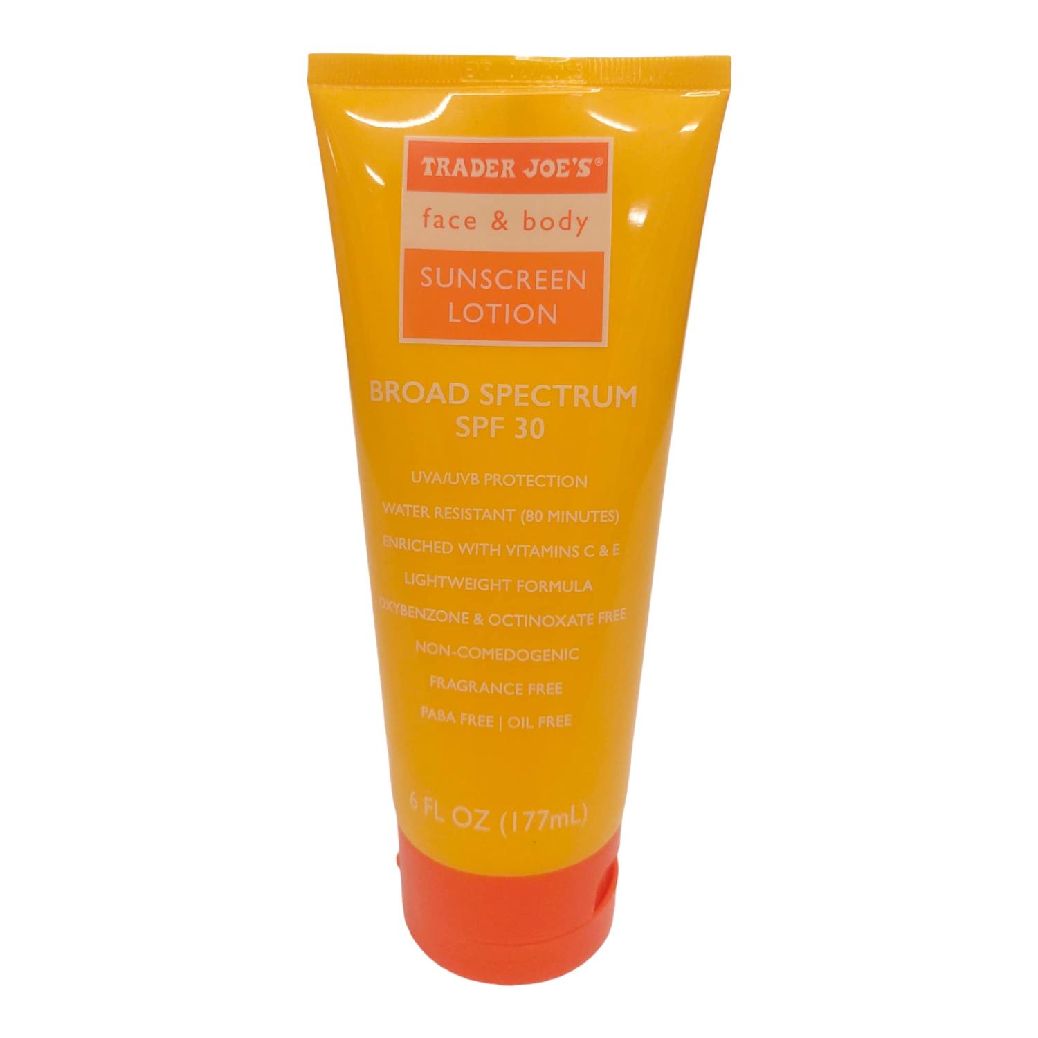 Trader Joe's Face and Body Sunscreen Lotion Broad Spectrum SPF 30 6 fl