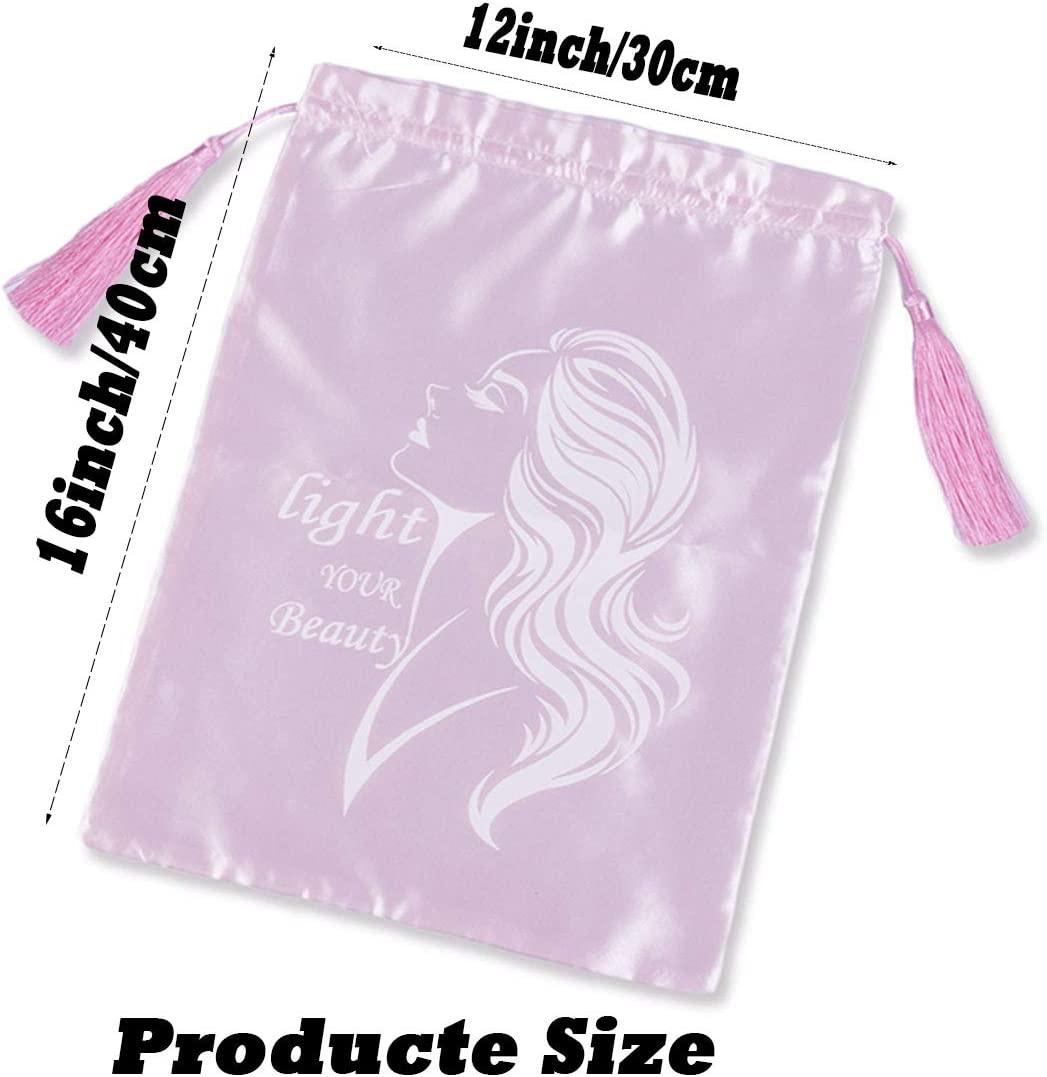 Satin Bags With Drawstring For Hair Extensions,Hair Packaging Bags For  Bundles,Bags For Hair Bundles Wig Storage, Hair Tool Travel Bag,2 Pieces  Drawstring Satin Hair Storage Bags (3Pieces,Light Pink) 3 count(pack of 1)