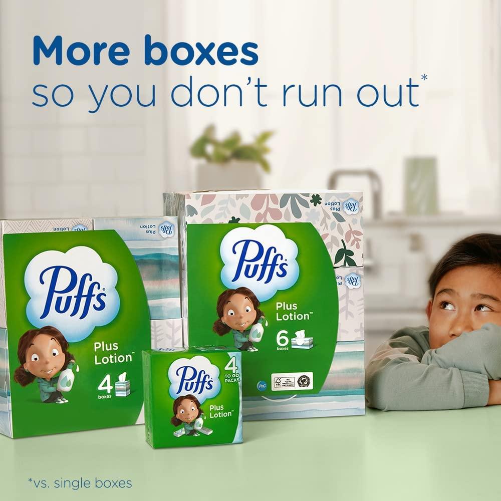 Puffs Plus Lotion Facial Tissues, 24 Family Boxes, 124 Tissues Per Box  (2976 Tissues Total),6 Count (Pack of 4)