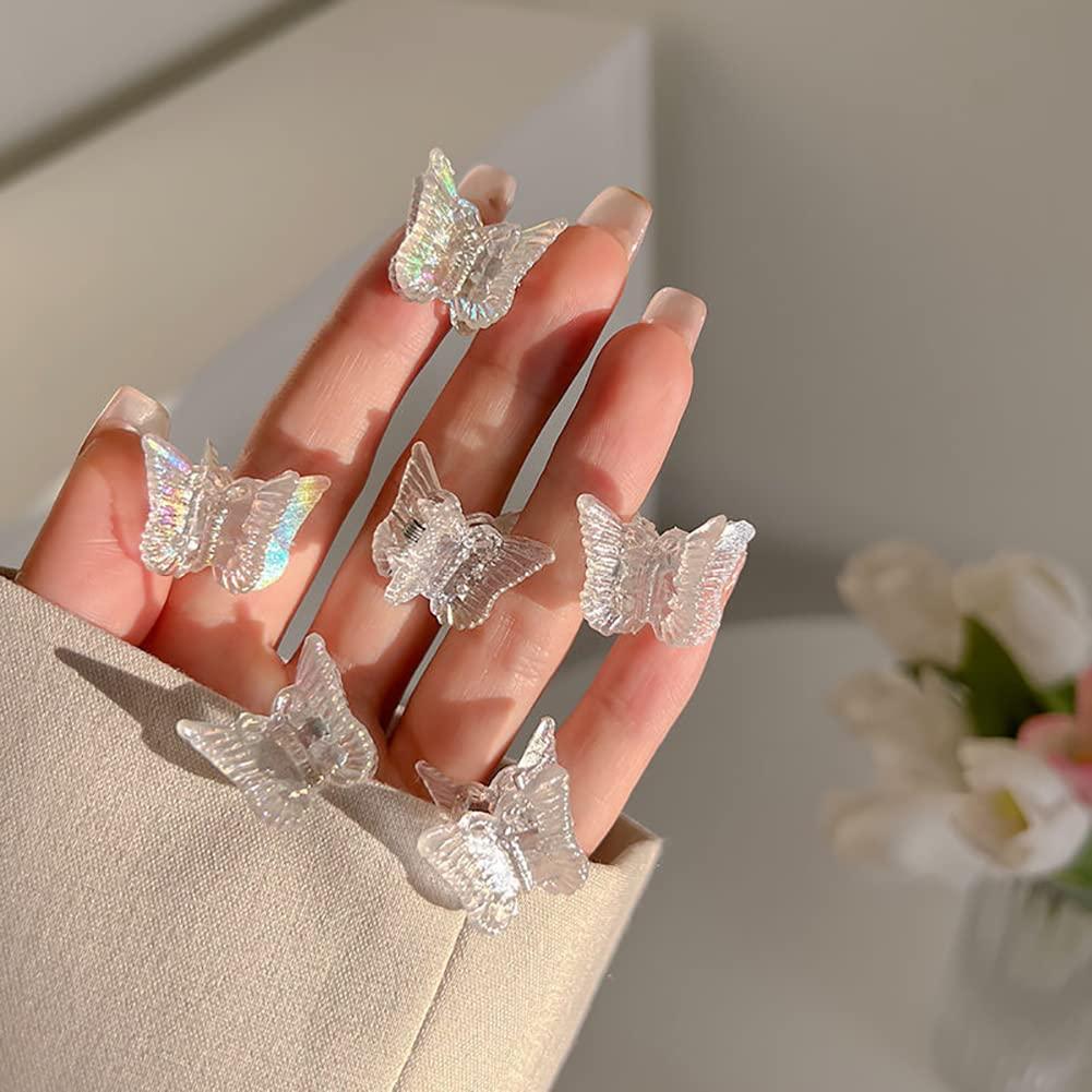 20 Pcs Small Butterfly Hair Claw Clips Clear Plastic Hair Claws Clamps