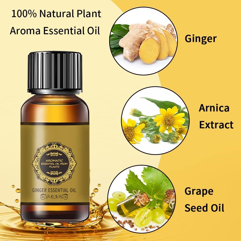 12 Pack Ginger Oil Massage Oil,Natural Ginger Arnica Oil Plant Aroma Oil SPA Body Massage Oil
