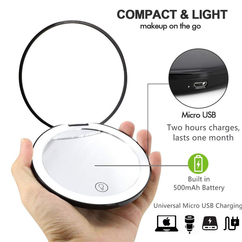 Portable Lighted LED Makeup Mirror 7X/1X Magnification USB